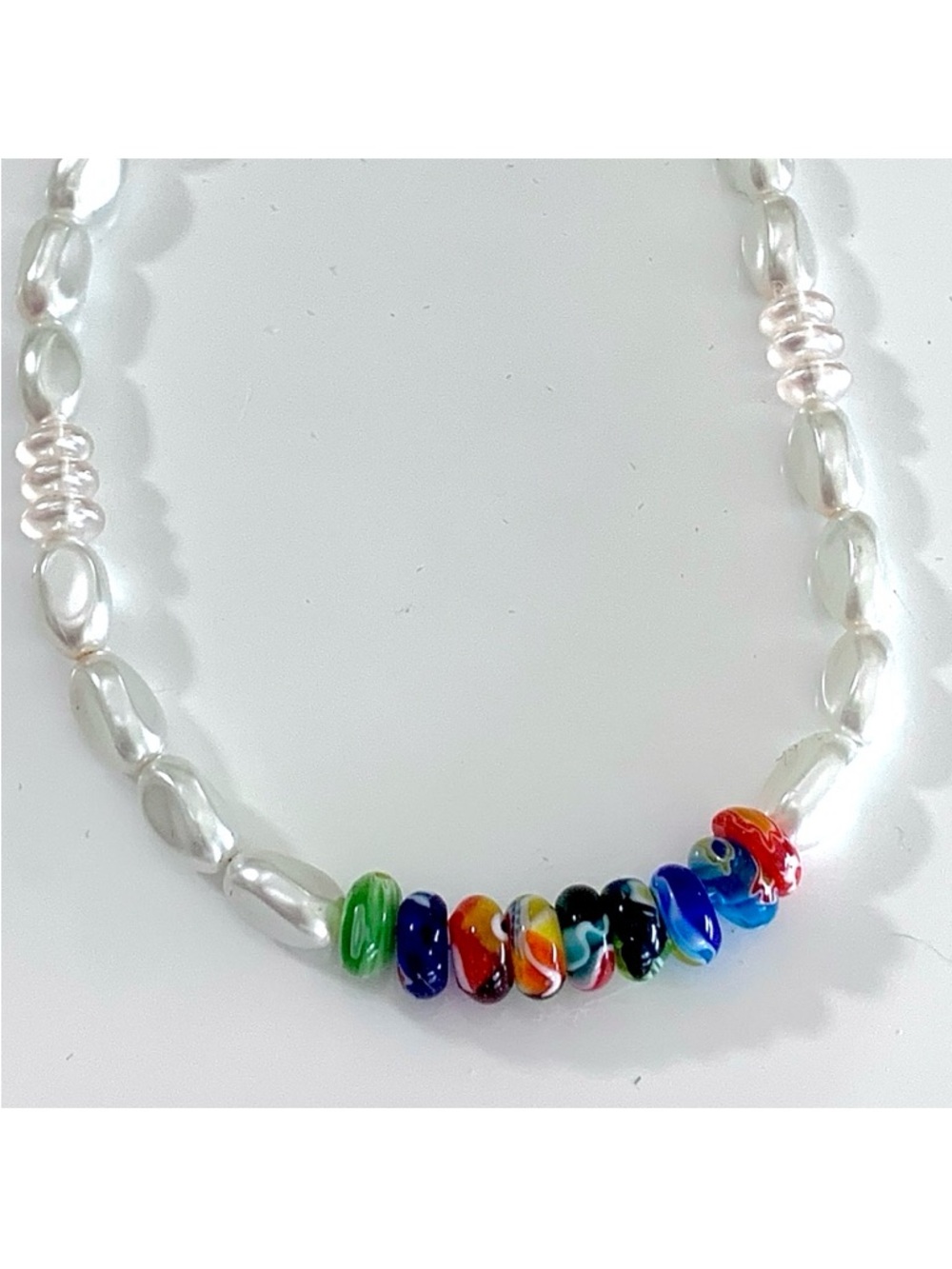 Lampwork Glass Pearl Necklace